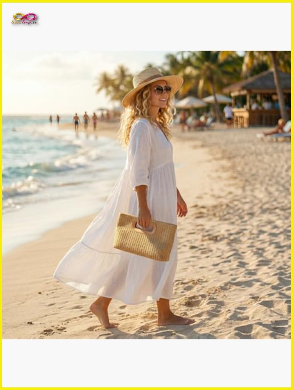 Woven Straw Clutch Purse with Gold Chain Evening Shoulder Crossbody Bag - Picture 3 of 6